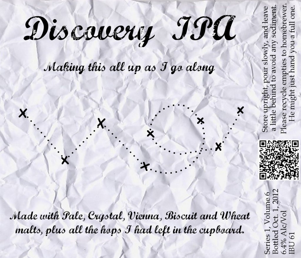 Discovery IPA by AllDay Brewing. Bottled 10/1/12